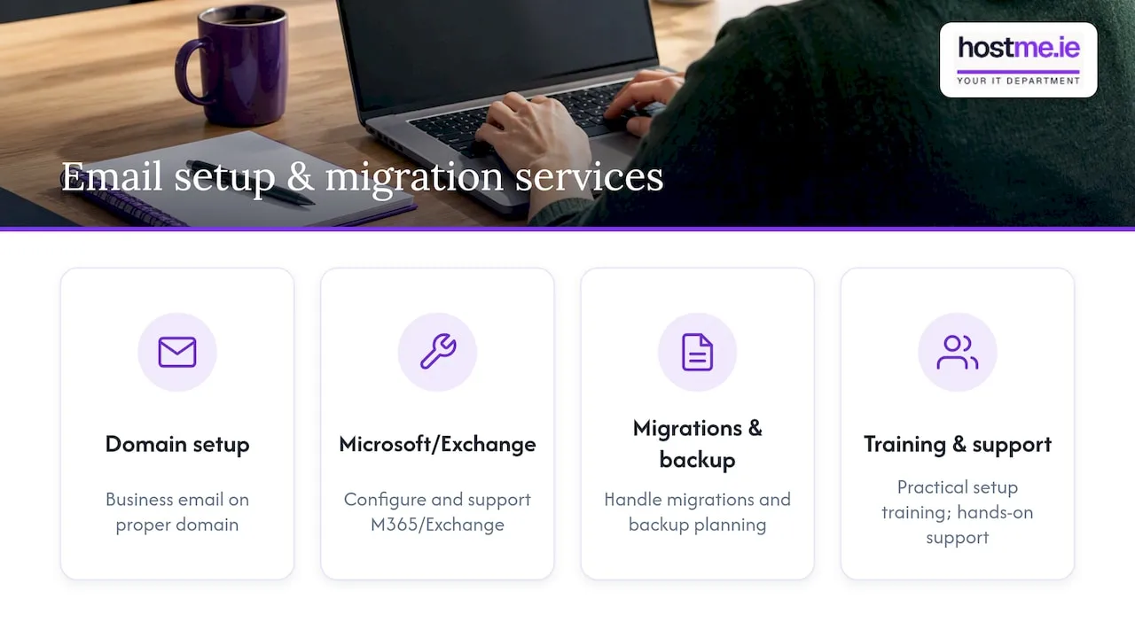 How we help with email setup and migrations — overview diagram