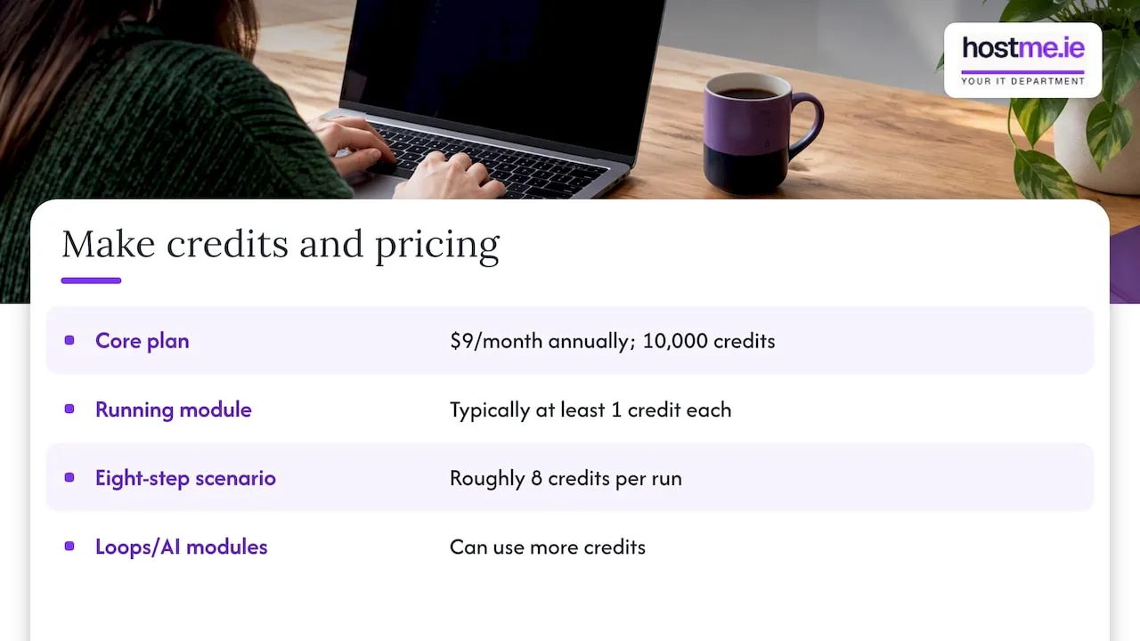 Comparison of Zapier tasks and Make credits
